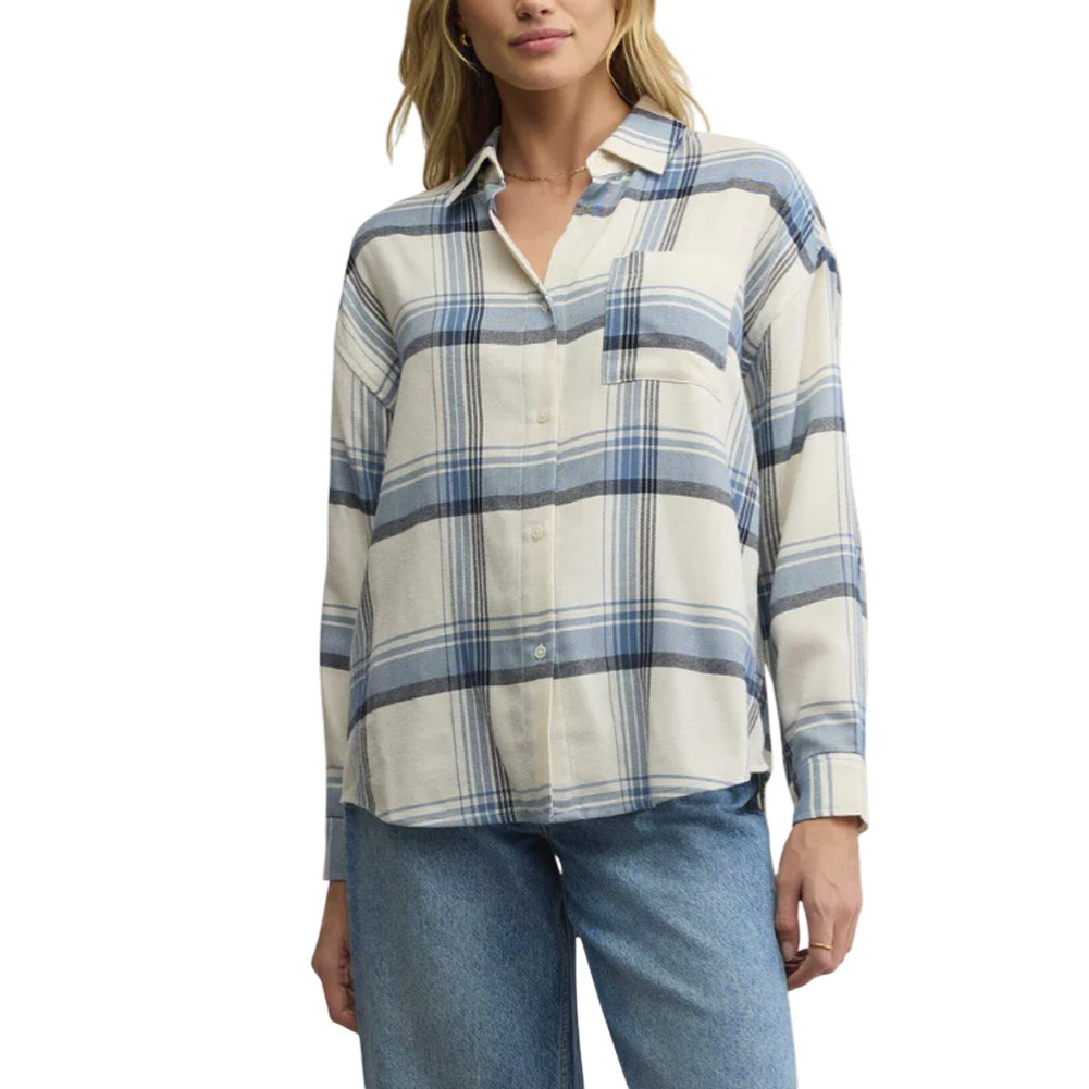 Z Supply River Plaid Button Up Shirt - Vintage Indigo 