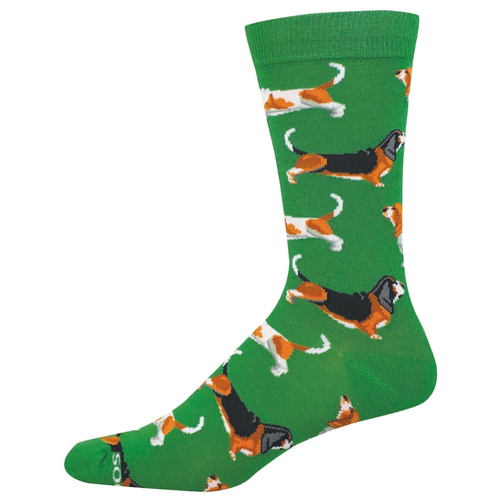 Socksmith Men's Bamboo Blend Crew Socks - Basset Hounds