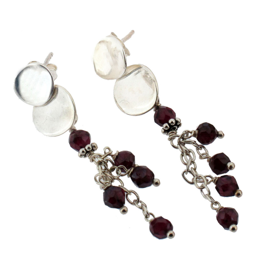 Garnet silver earrings.