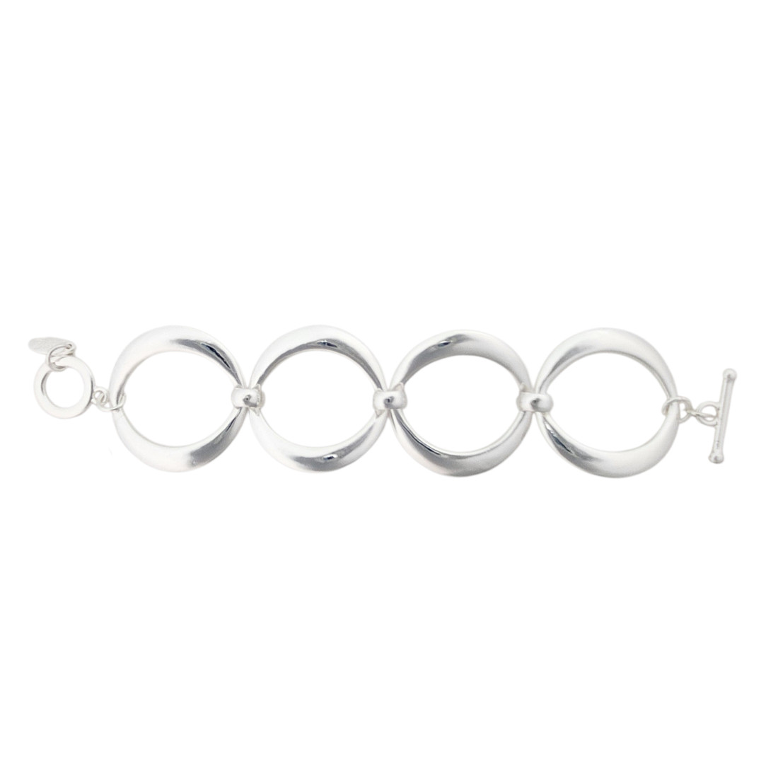 Silver Tone Large Circle Link Toggle Bracelet | Chunky Statement Bracelet | Bold Fashion Jewelry