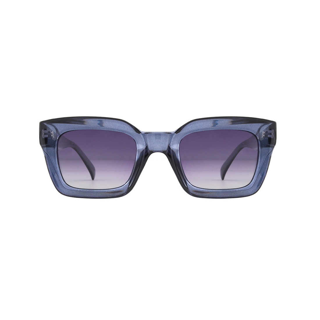 Delphi transparent blue polarized sunglasses front view. 