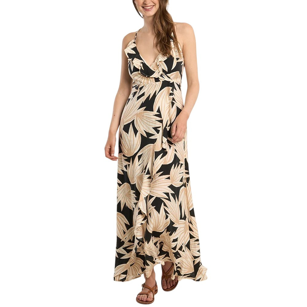 Molly Bracken - Floral Print Lace Up Back Maxi Dress 