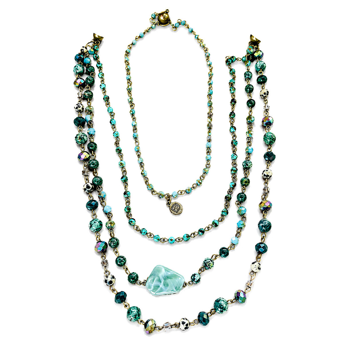 Multi-stone African Turquoise beaded necklace with magnetic closure. 