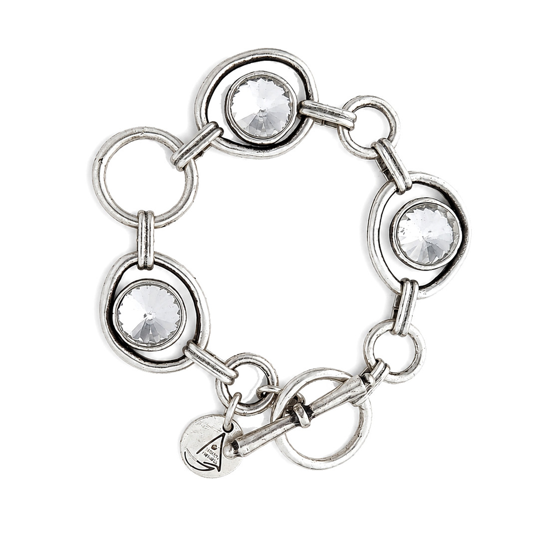 Clear crystal Swarovski crystal silver-plated toggle bracelet. 