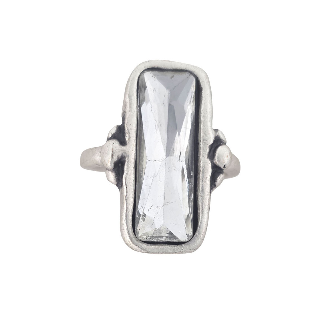 Clear rectangle quality crystal adjustable ring. 