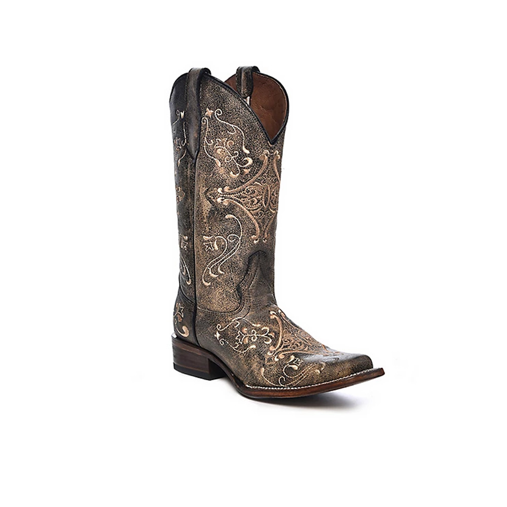 Circle G distressed brown embroidered women's cowboy boot. 