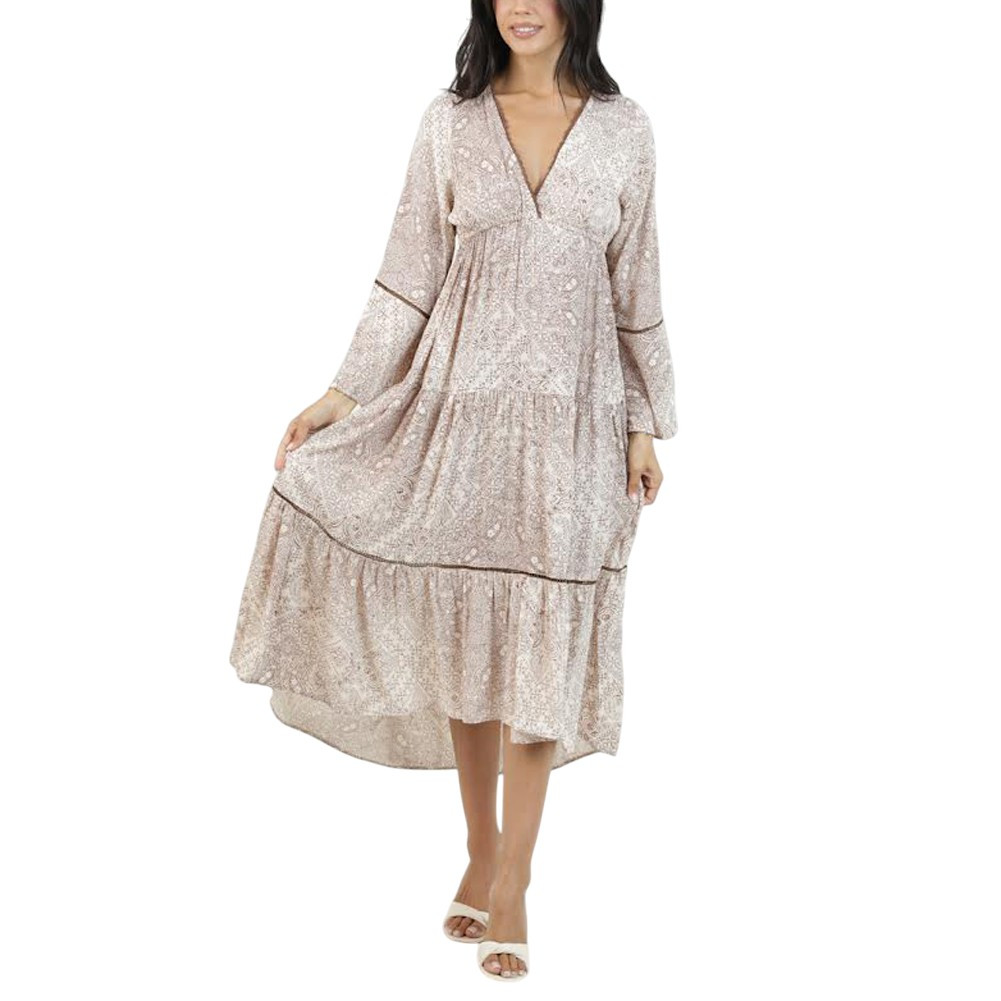 Angie Clothing - Bell Sleeve Tiered Maxi Dress 