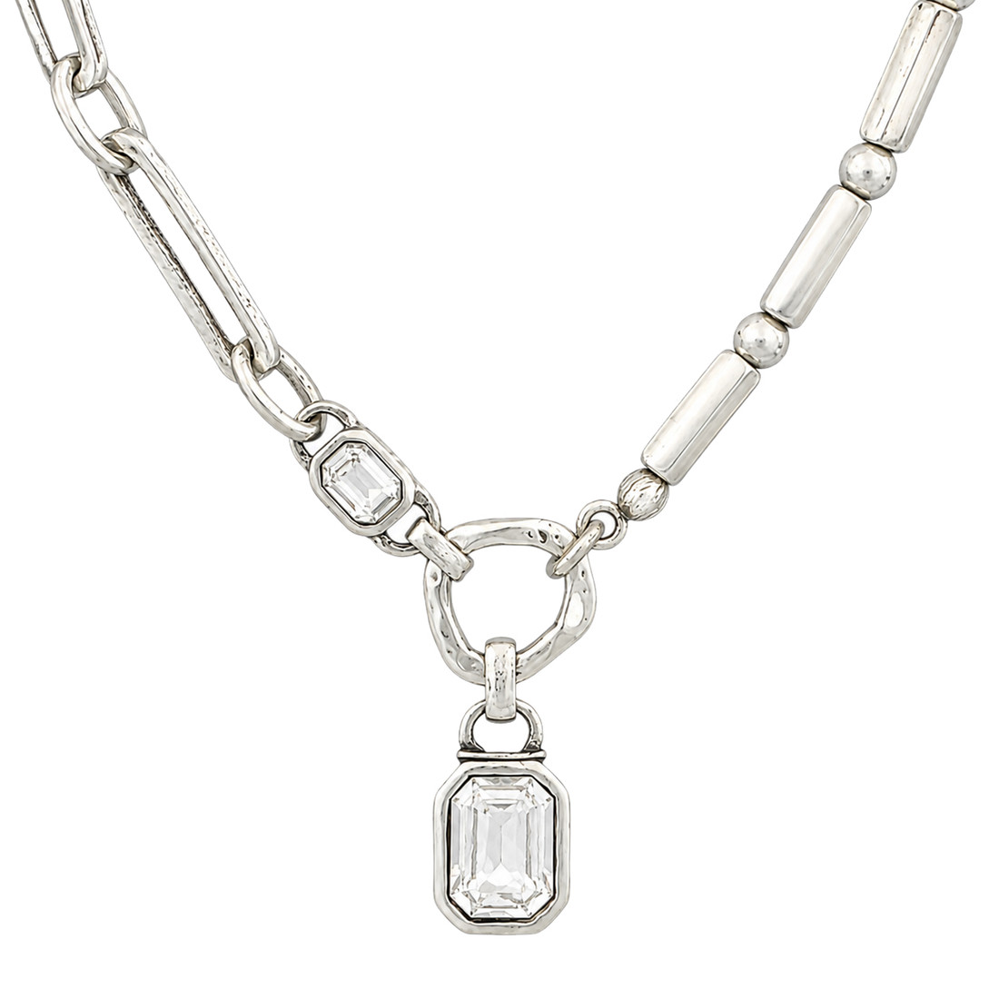 Silver-plated Swarovski crystal pendant necklace. 