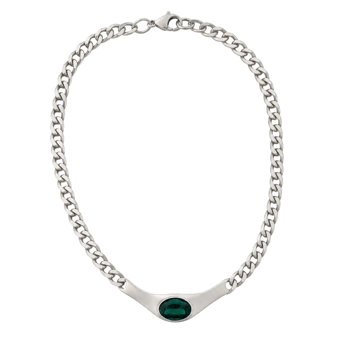 Emerald green Swarovski crystal chain necklace.