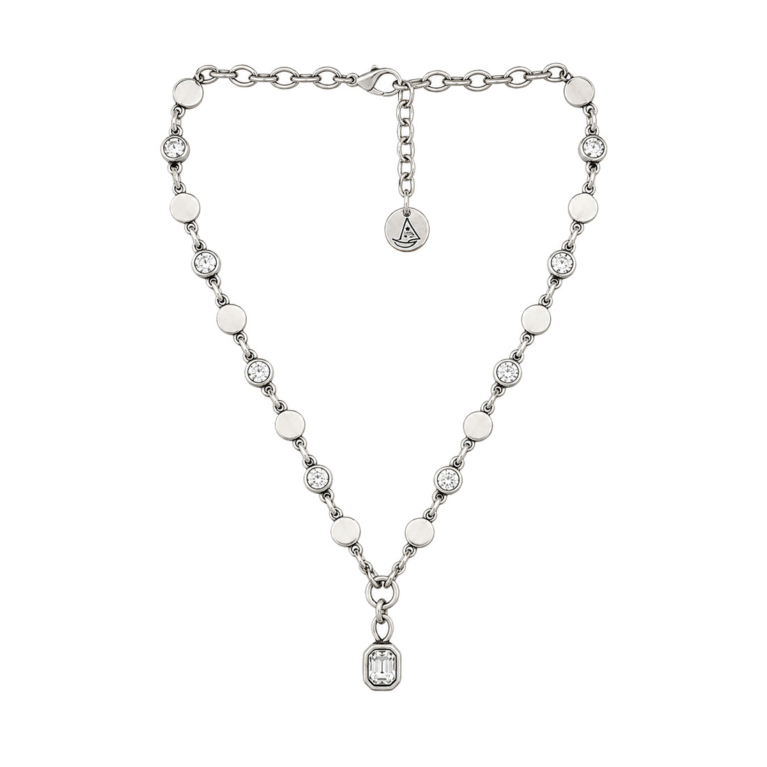 Clear crystal silver-plated necklace. 