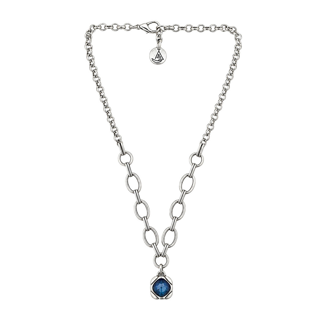 Sapphire-blue Swarovski crystal silver-plated necklace.