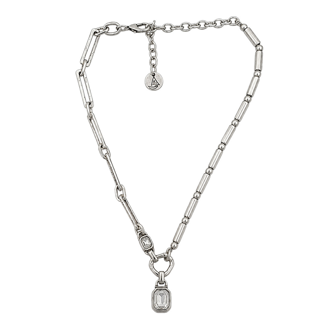 Clear crystal silver-plated necklace. 
