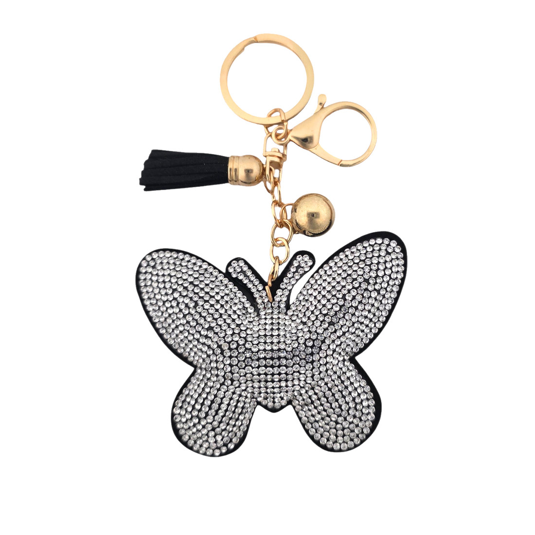 Silver rhinestone butterfly keychain. 