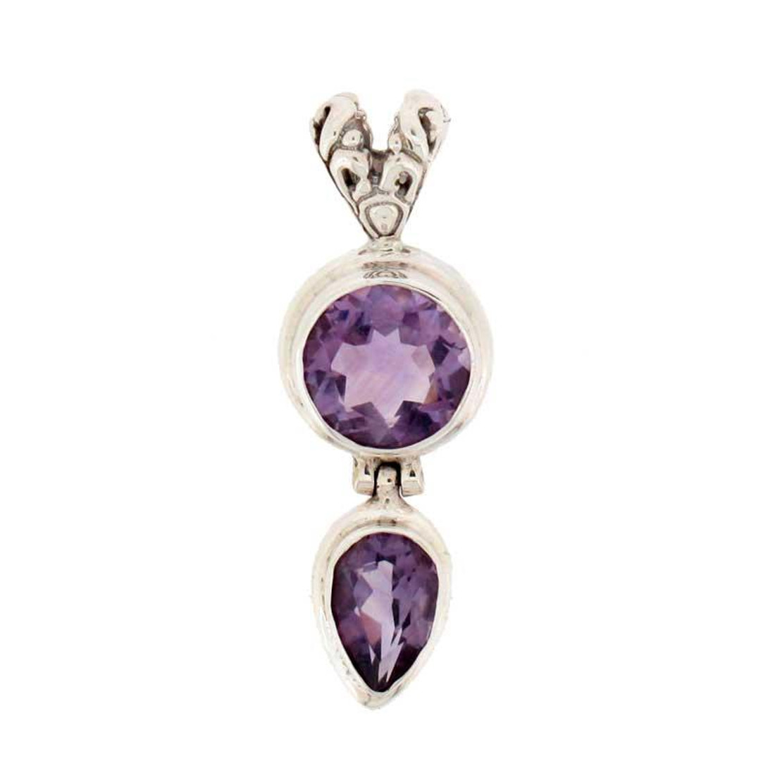 Faceted Amethyst sterling silver pendant. 