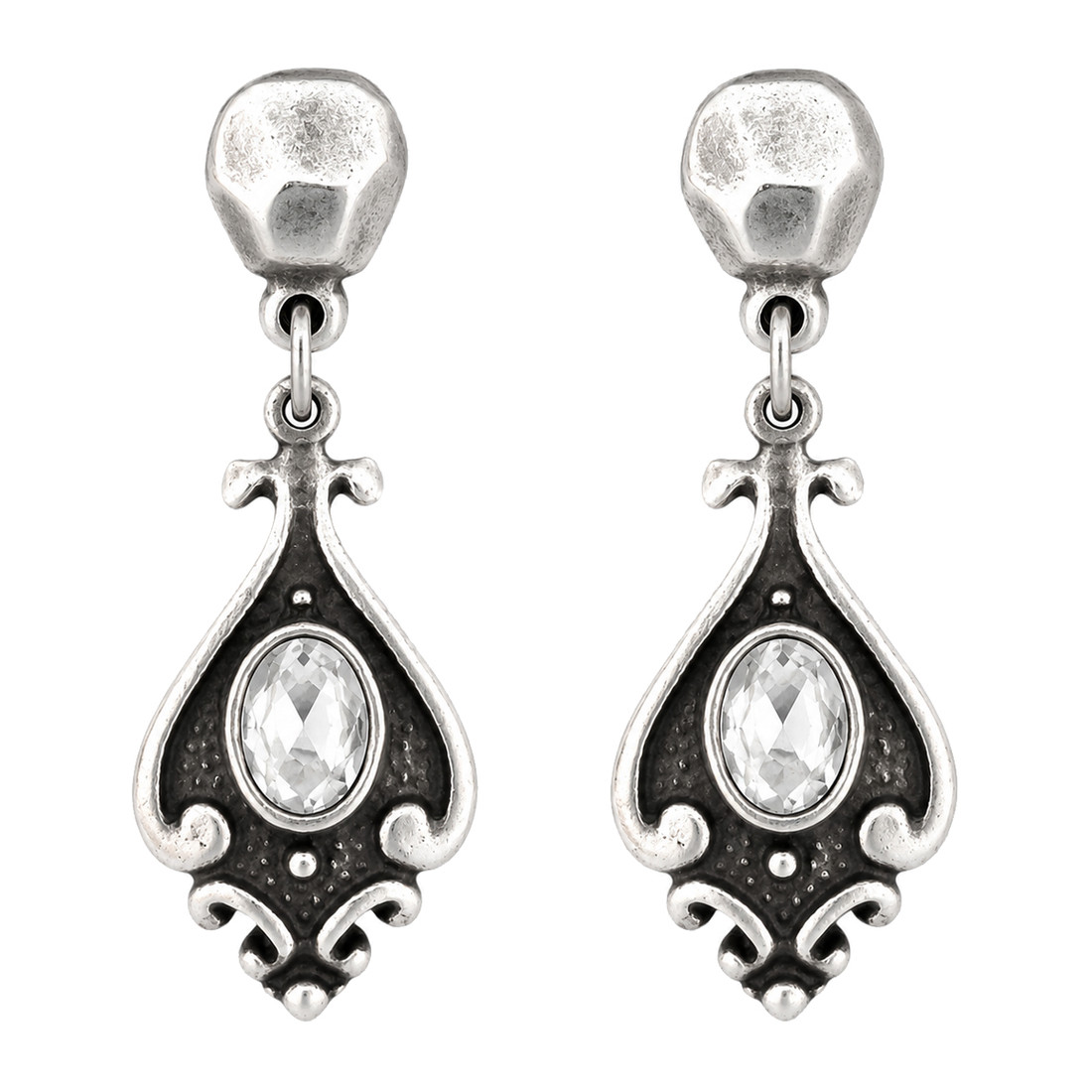 Clear quartz post dangle earrings. 