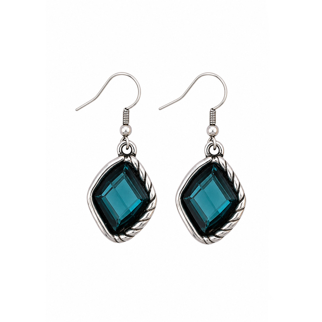Blue crystal dangle earrings. 