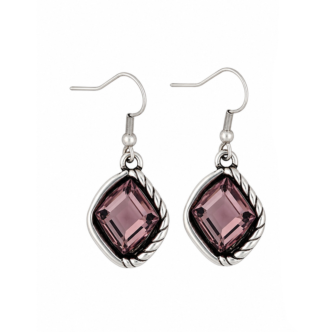 Pink crystal dangle earrings. 