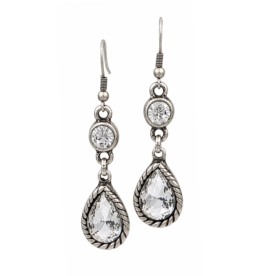Two clear crystal dangle earrings. 