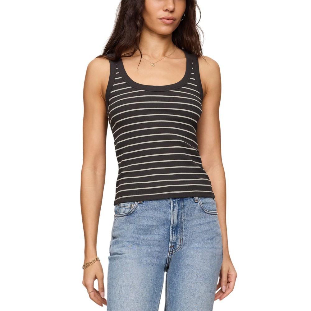 トップス RYO Z SUPPLY ROWE STRIPED RIB SCOOP TANK TOP | PURPLE LEOPARD BOUTIQUE