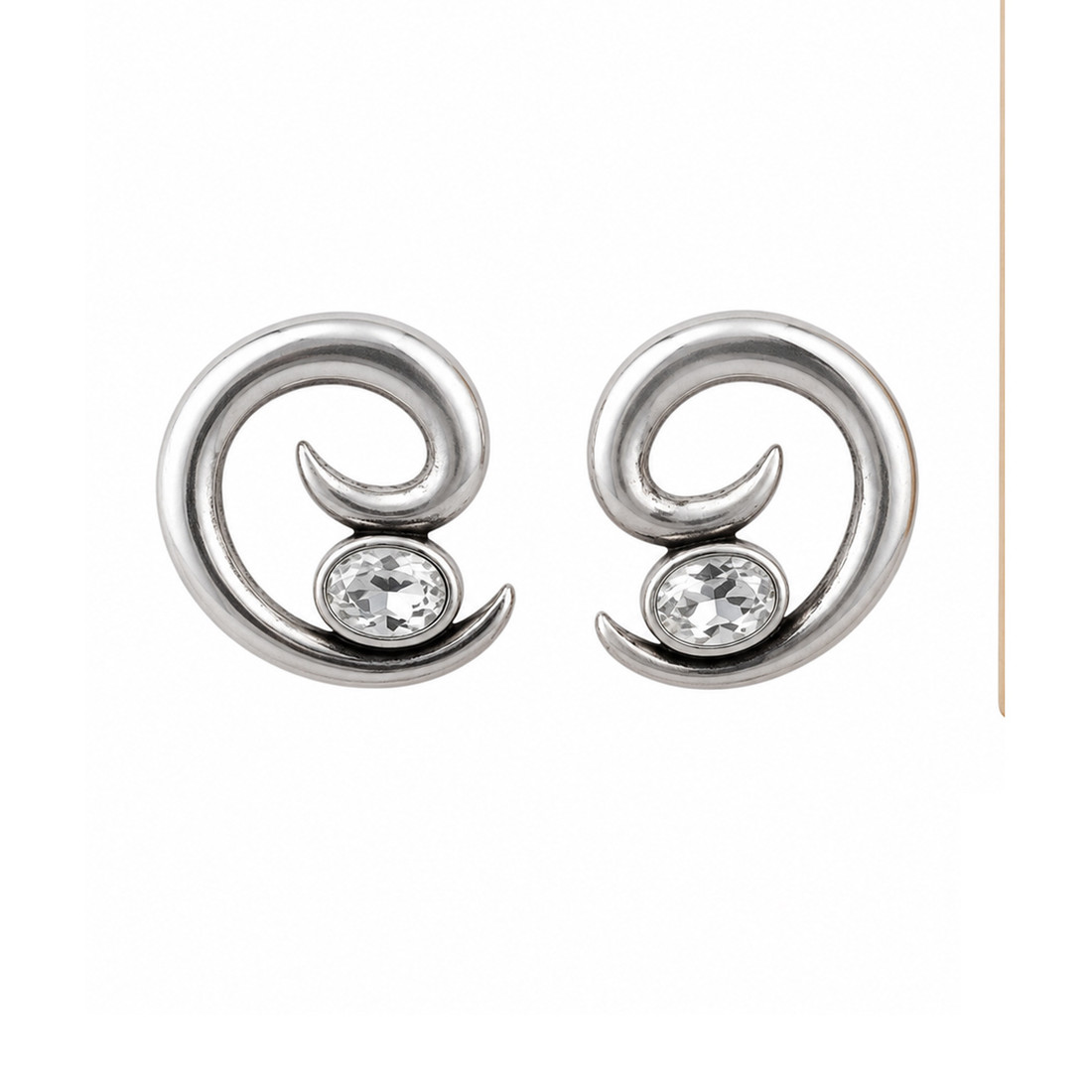 Clear crystal swirl post earrings. 