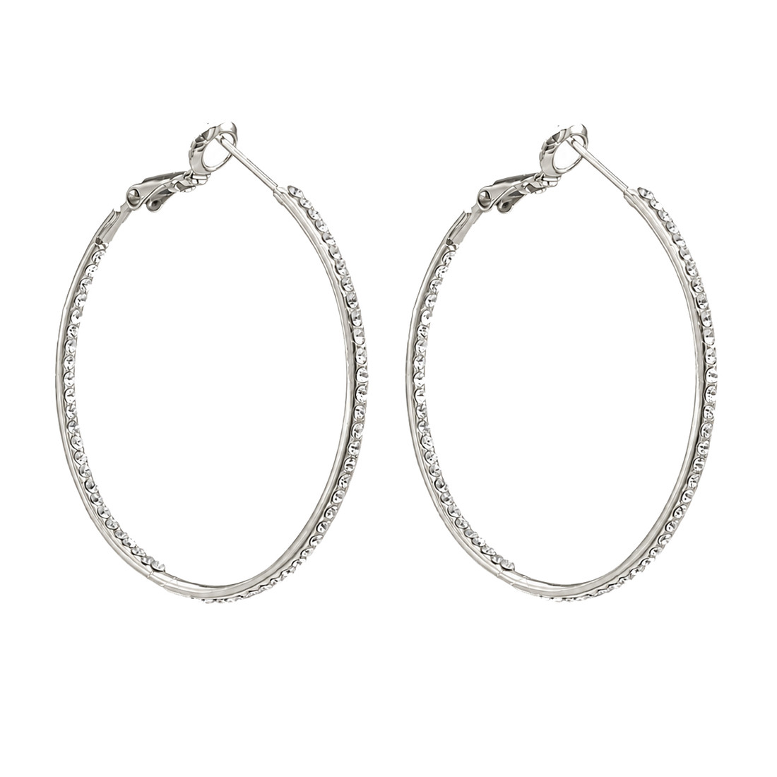Rhodium-plated Cubic Zirconia hoop earrings.