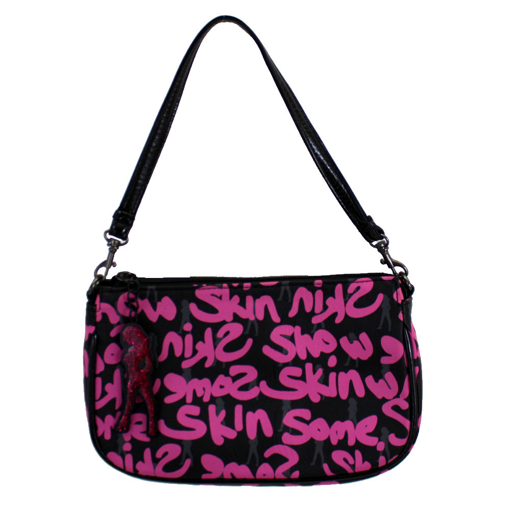 Pink and black Skin purse.
