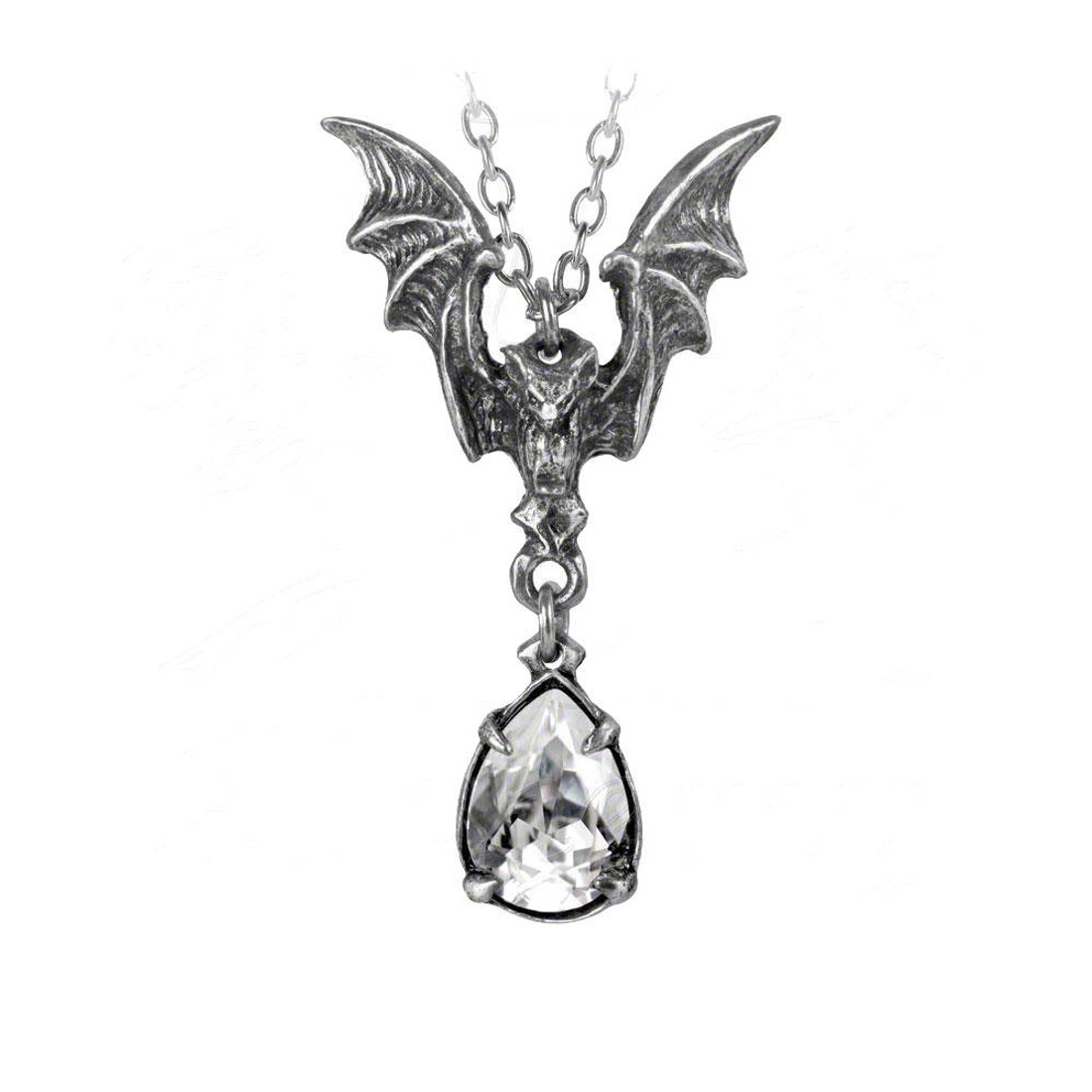 Pewter Gothic Bat Necklace La Nuit  Alchemy P600 Vampire Crystal