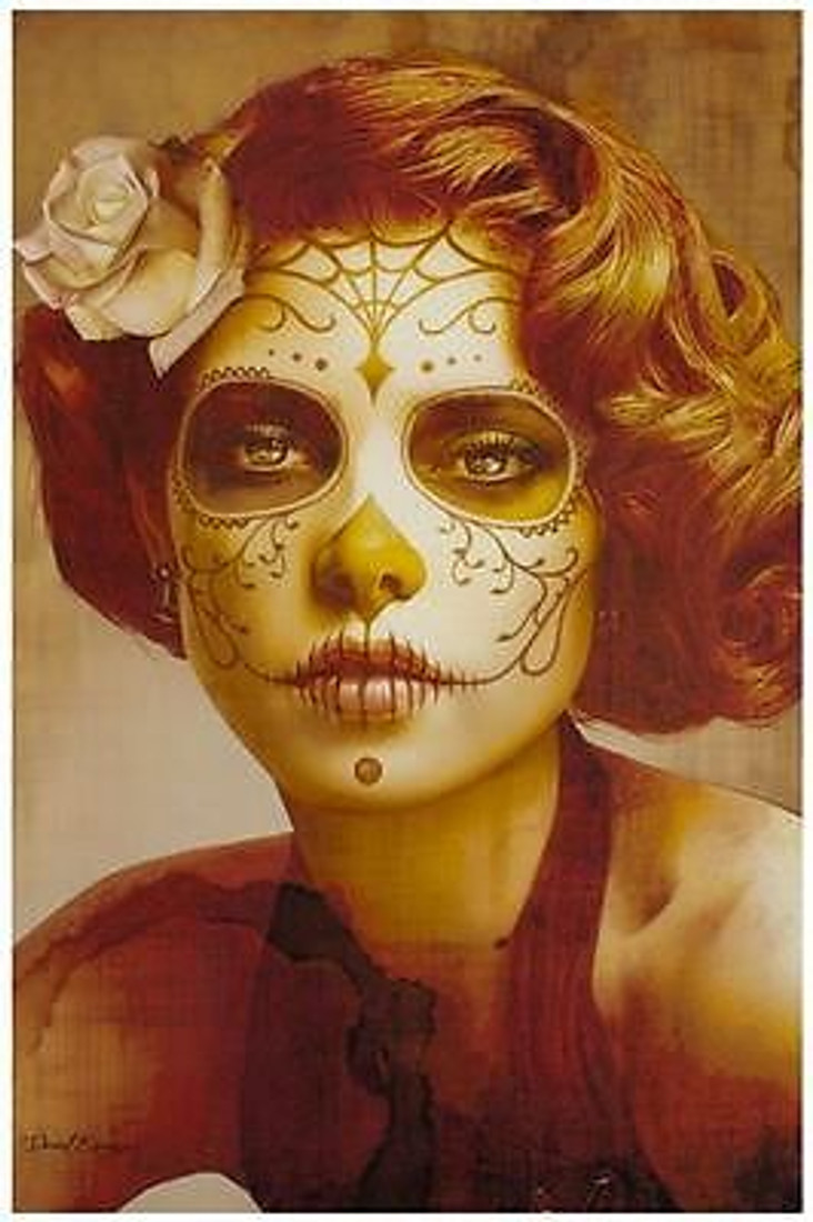 Vendimia Belleza by Daniel Esparza Tattoo Art Print  Day of the Dead Sugar Skull