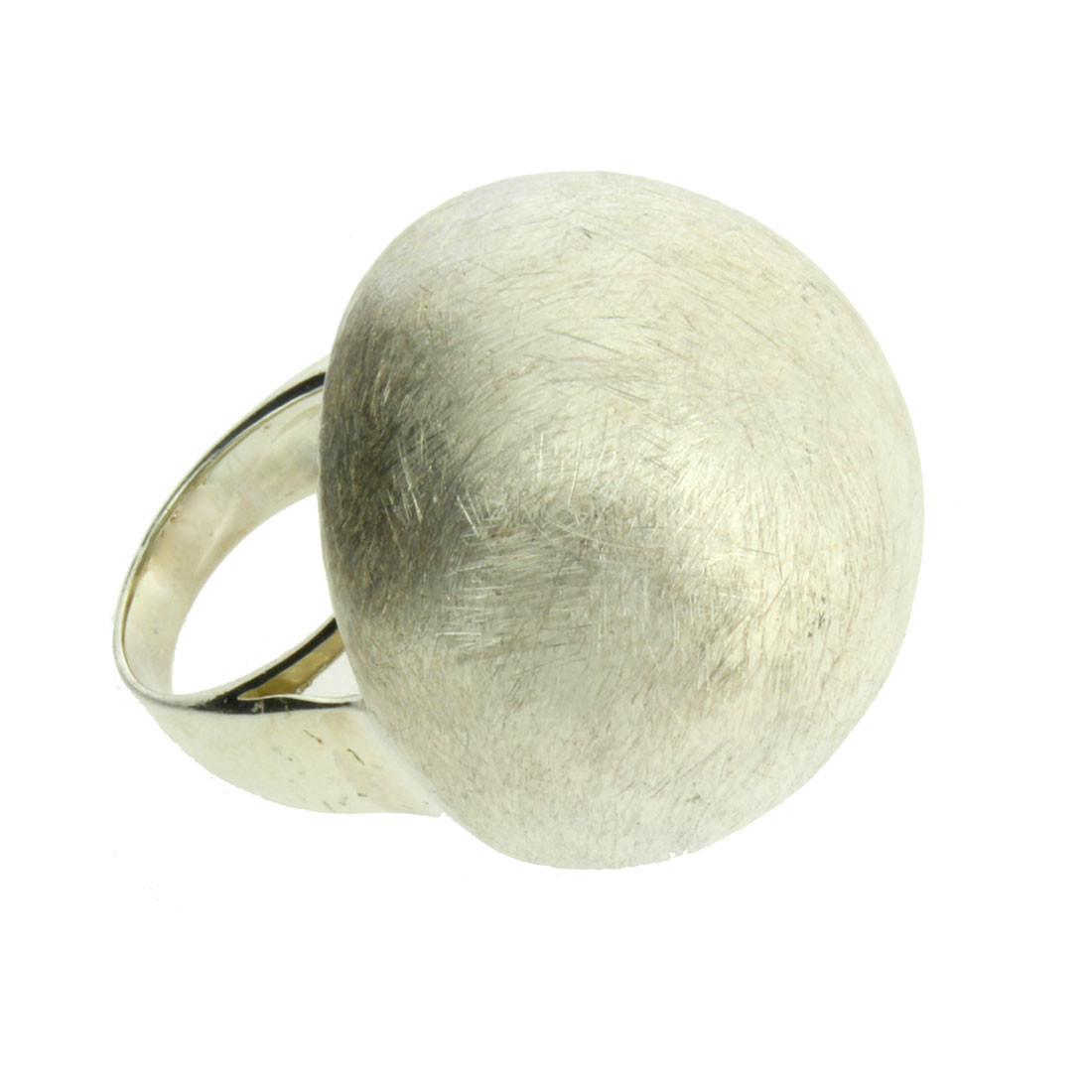 Brushed Sterling Silver Large Ball Cocktail Ring
