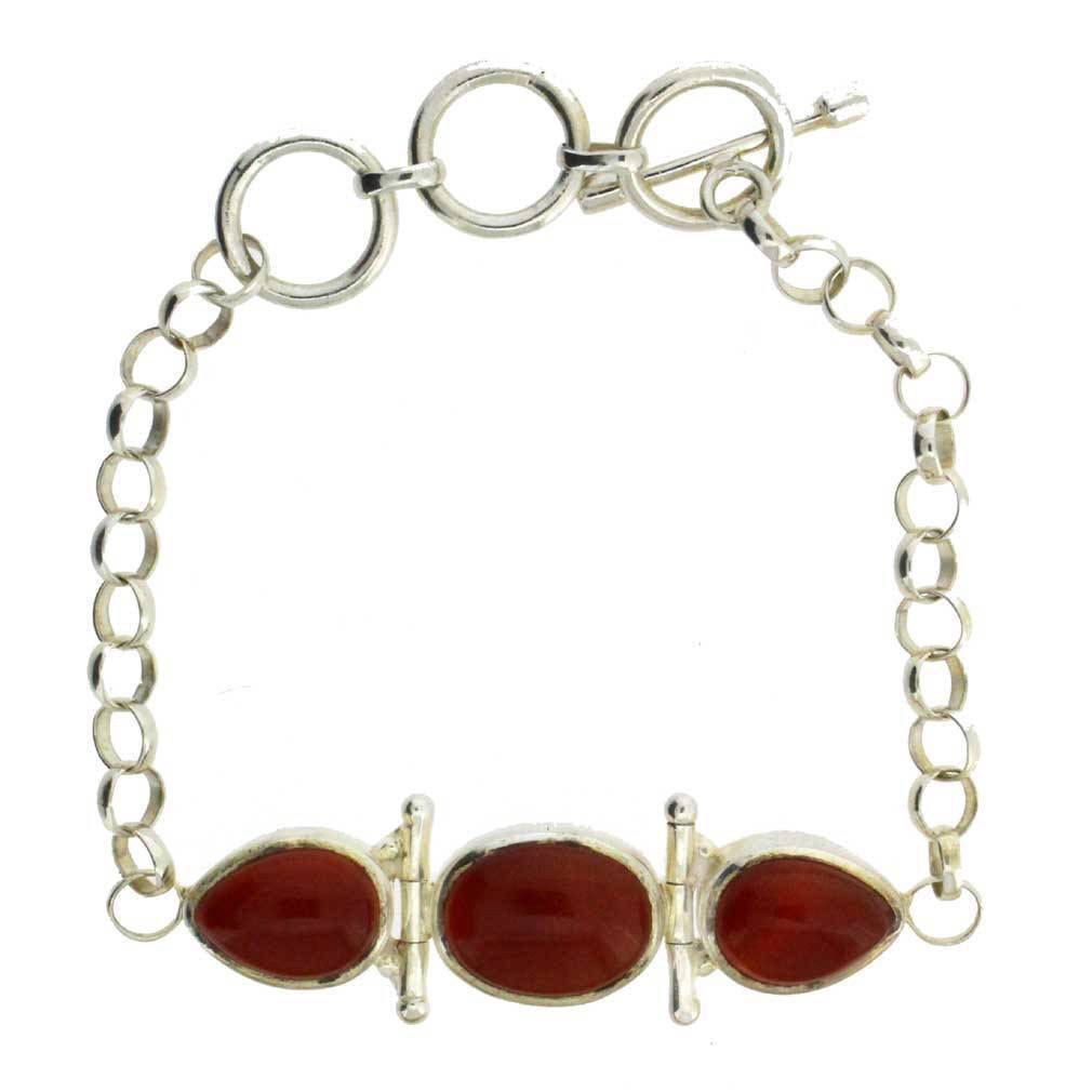 Rust Carnelian Sterling Silver Bracelet Gemstone Jewelry Toggle Clasp