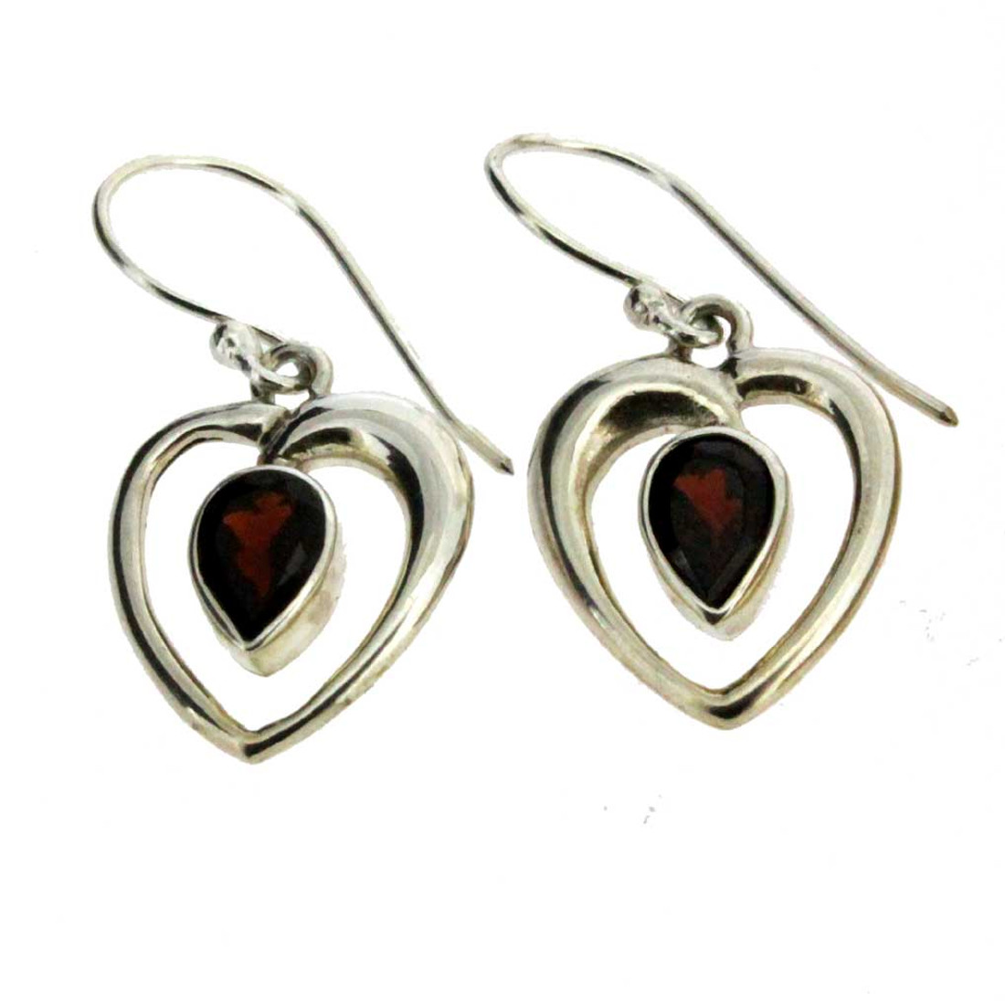 Garnet heart earrings.