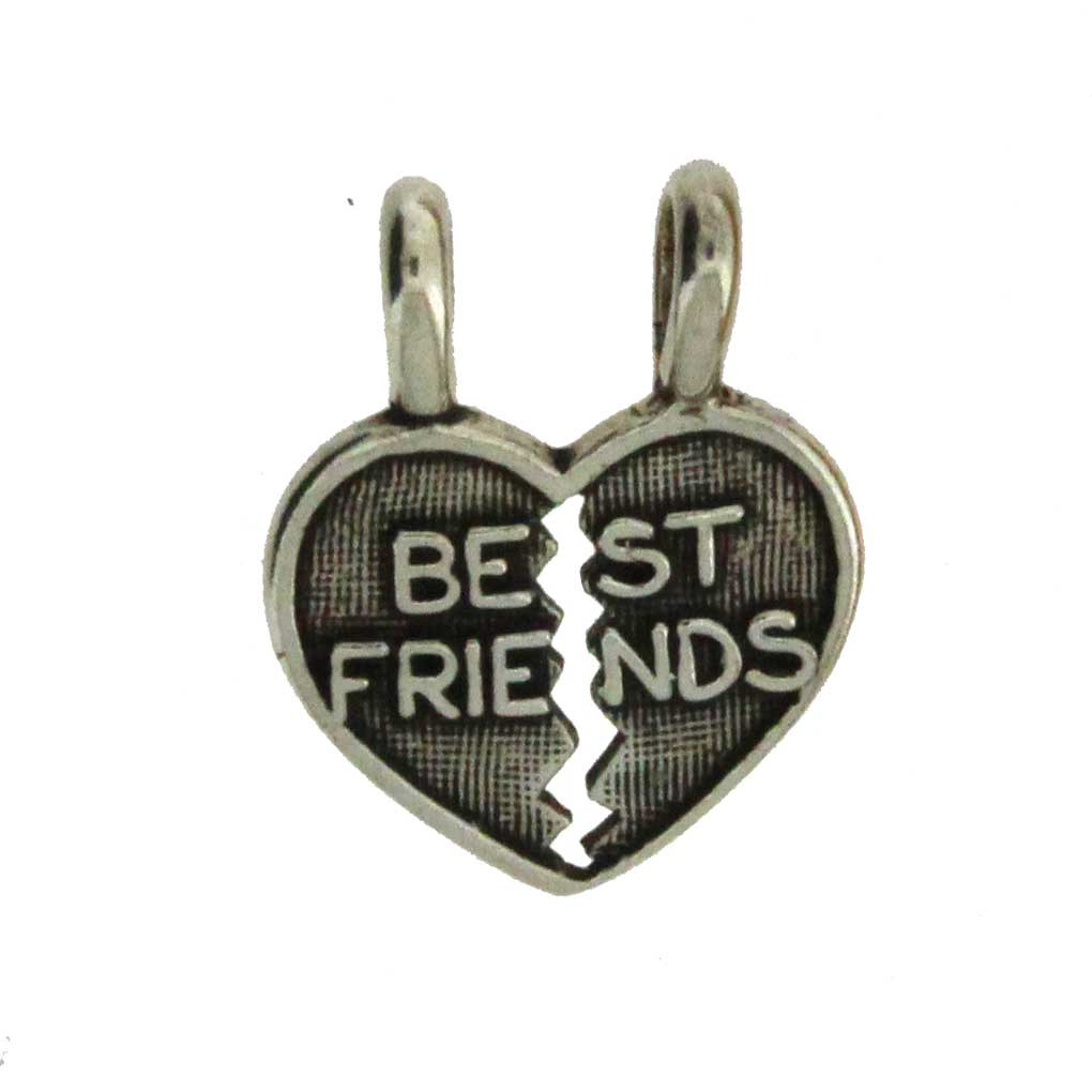 2 Pendants Best Friends Heart Sterling Silver Pendant Necklace Charm