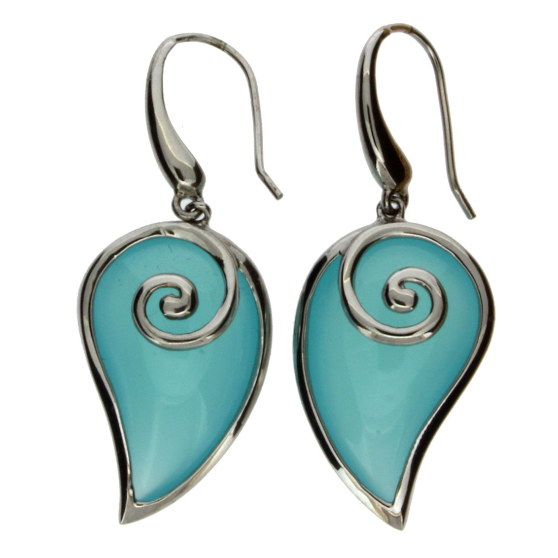 Aqua blue sterling silver earrings.