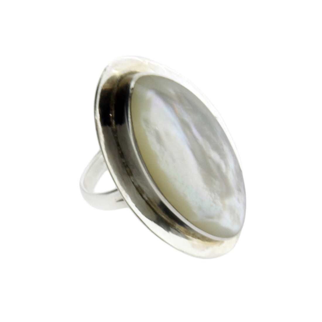 Mother of Pearl Ring Sterling Silver  White Shell Size 7