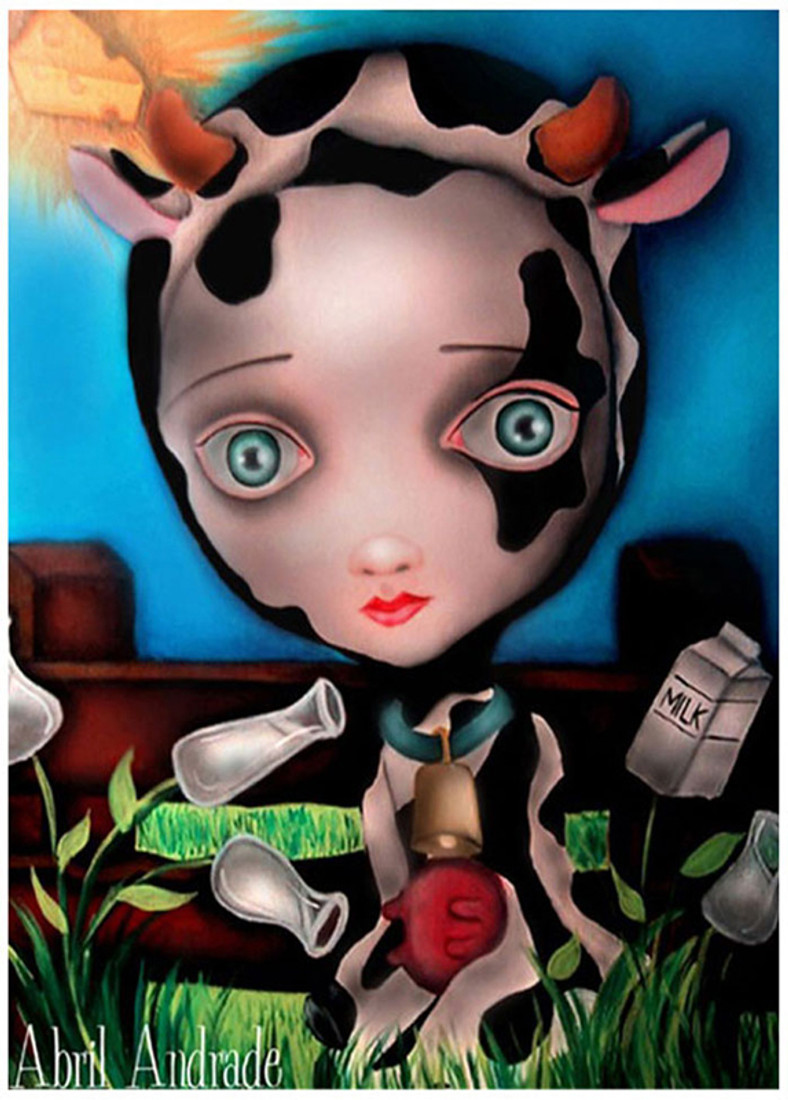 Cow Girl by Abril Andrade Fine Art Print Big Eye Character