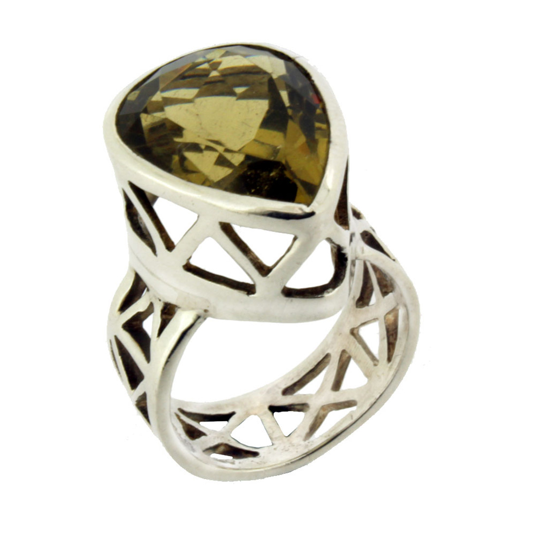 Faceted Lemon Quartz Sterling Silver Ring