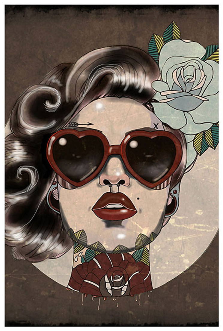 Glam by Amy Dowell Fine Art Print Rockabilly Pin Up Girl