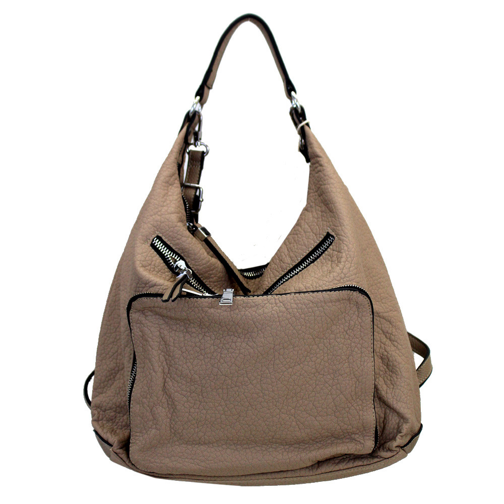 Stonewashed taupe brown purse or backpack.