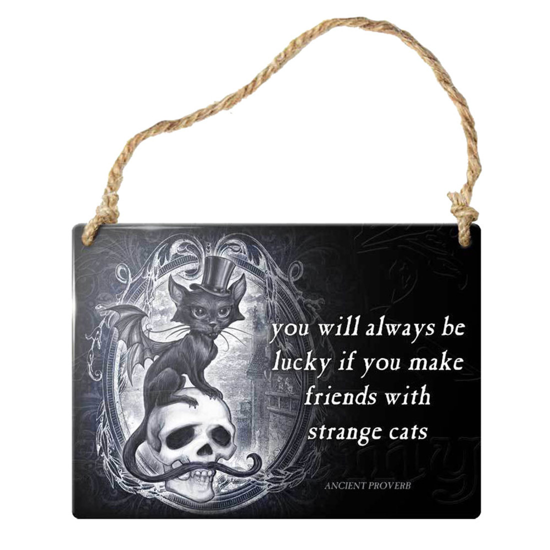 Strange Cats Skull Hanging Metal Sign Home Decor