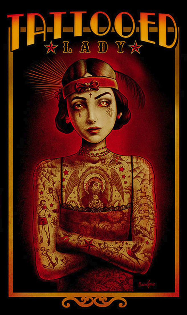 Tattooed Lady Canvas Giclee