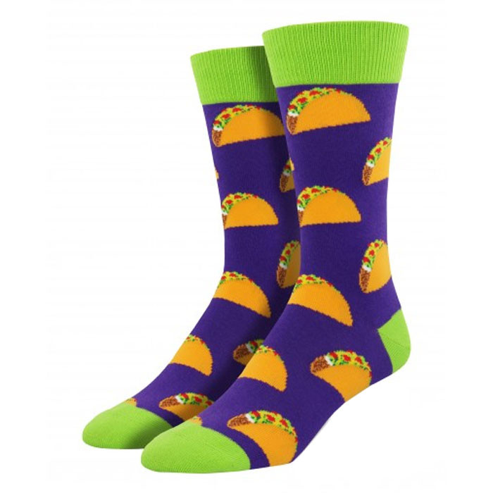 Socksmith Men's Taco Purple Crew Socks Purple Leopard Boutique