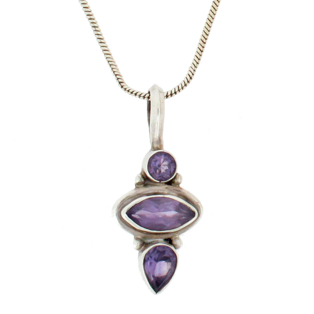 Amethyst sterling silver pendant.