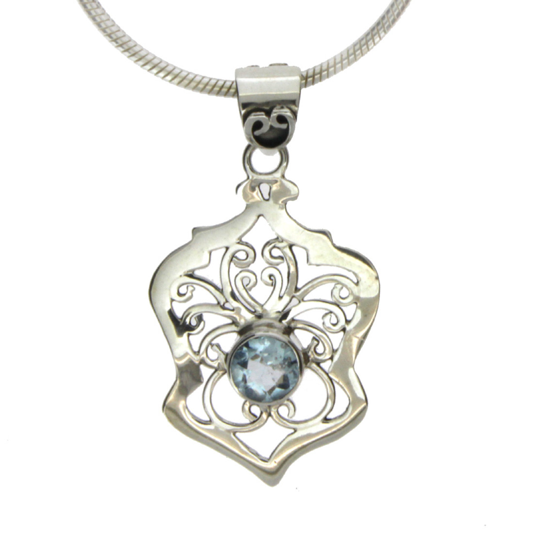 Blue Topaz sterling silver pendant.