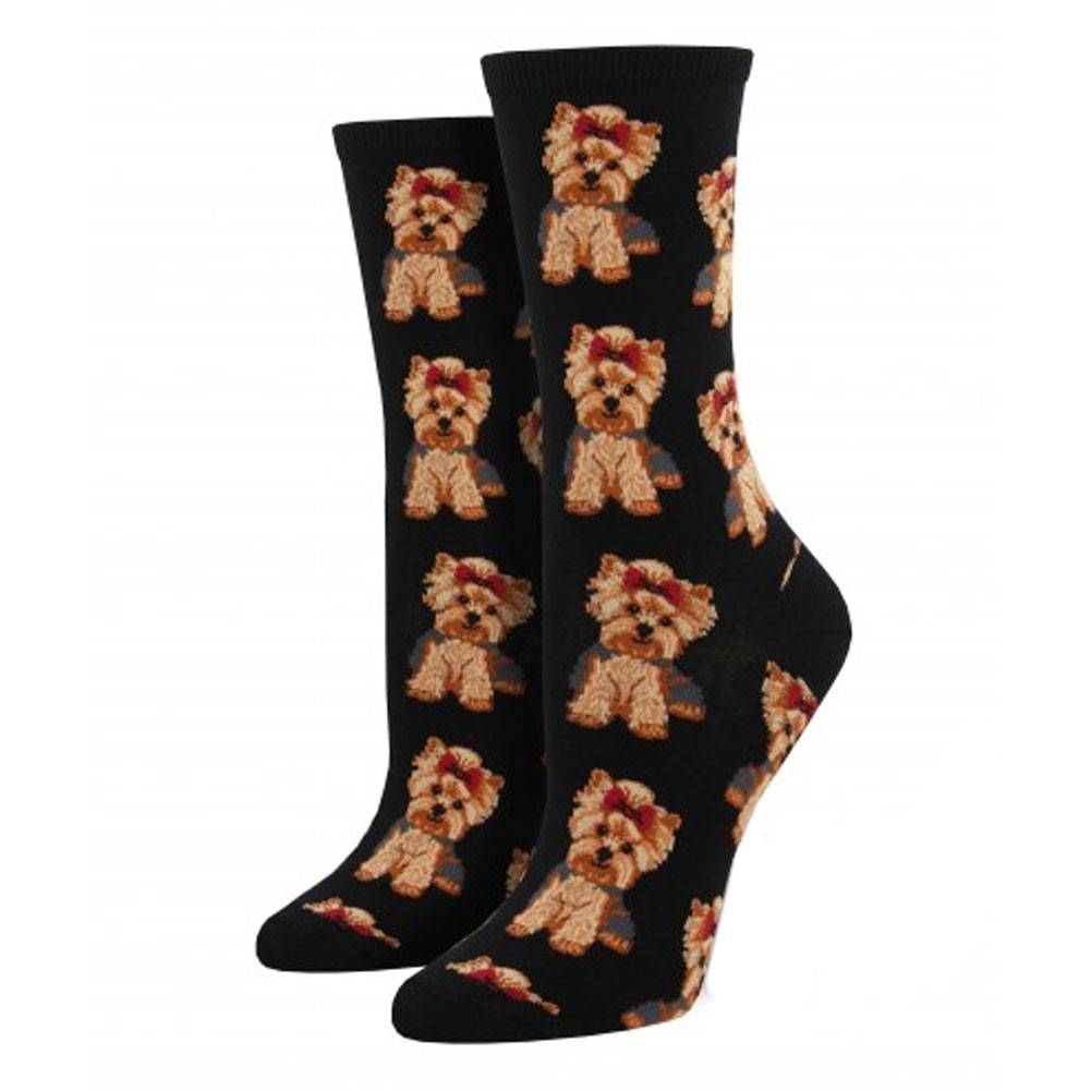 Socksmith Women's Socks Yorkie Terrier Puppy Dog Purple Leopard Boutique