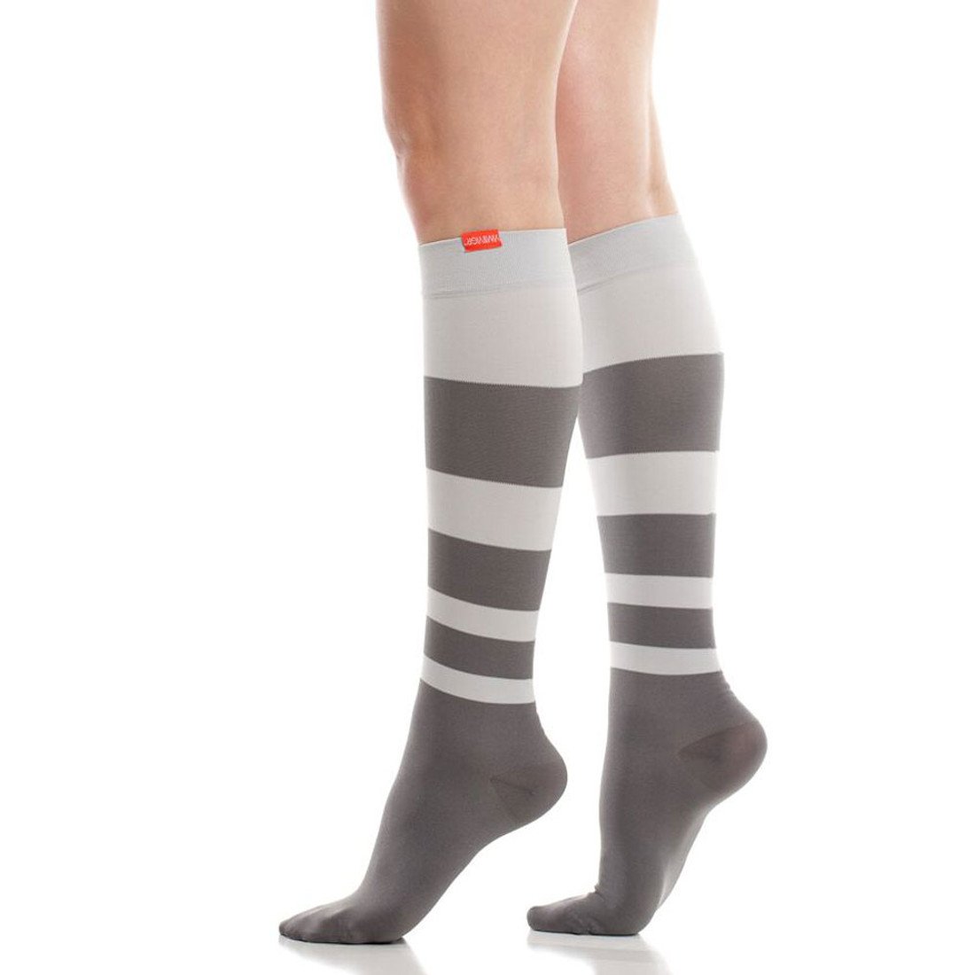 Women's Nylon Knee High Compression Socks Grey Stripes - Purple Leopard ...