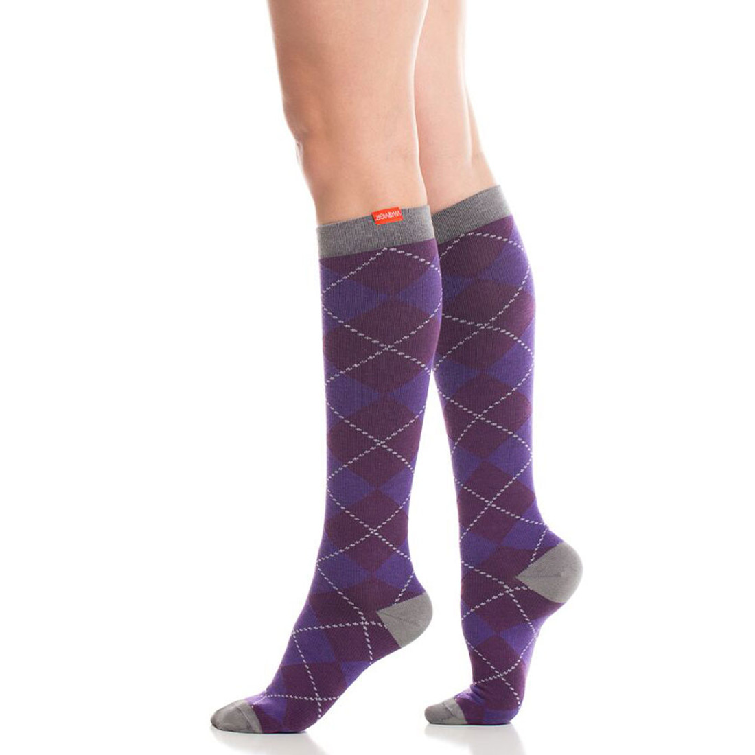 Purple Argyle Compression Knee High Socks