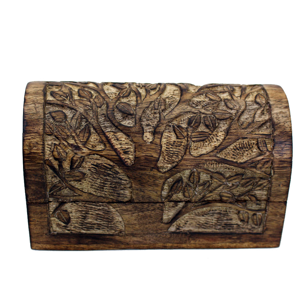 Blooming tree hand carved trinket box.