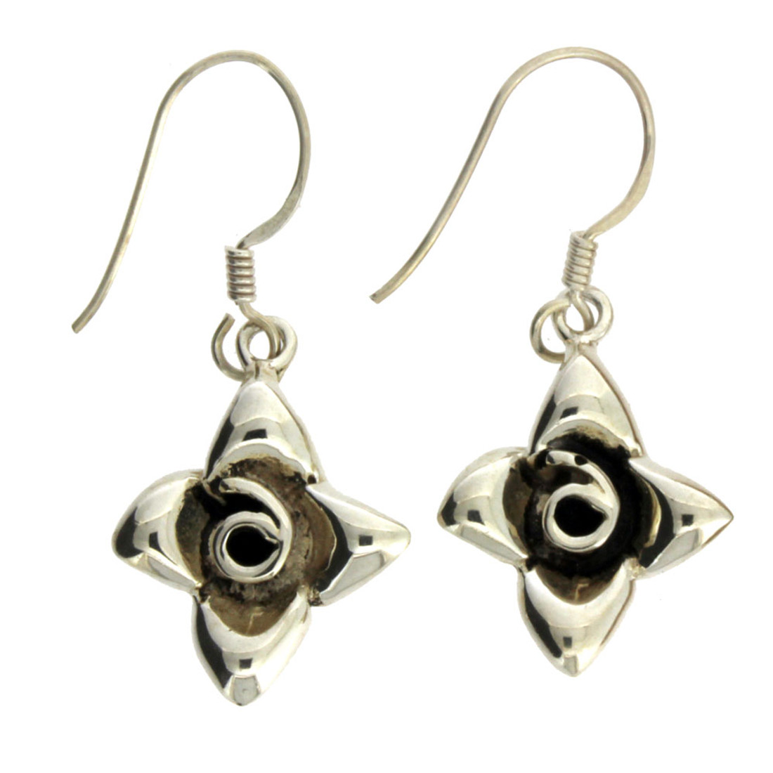 Rose dangle silver earrings.