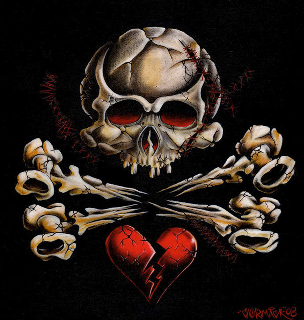 Cormack Canvas Giclee - Stitched Skull