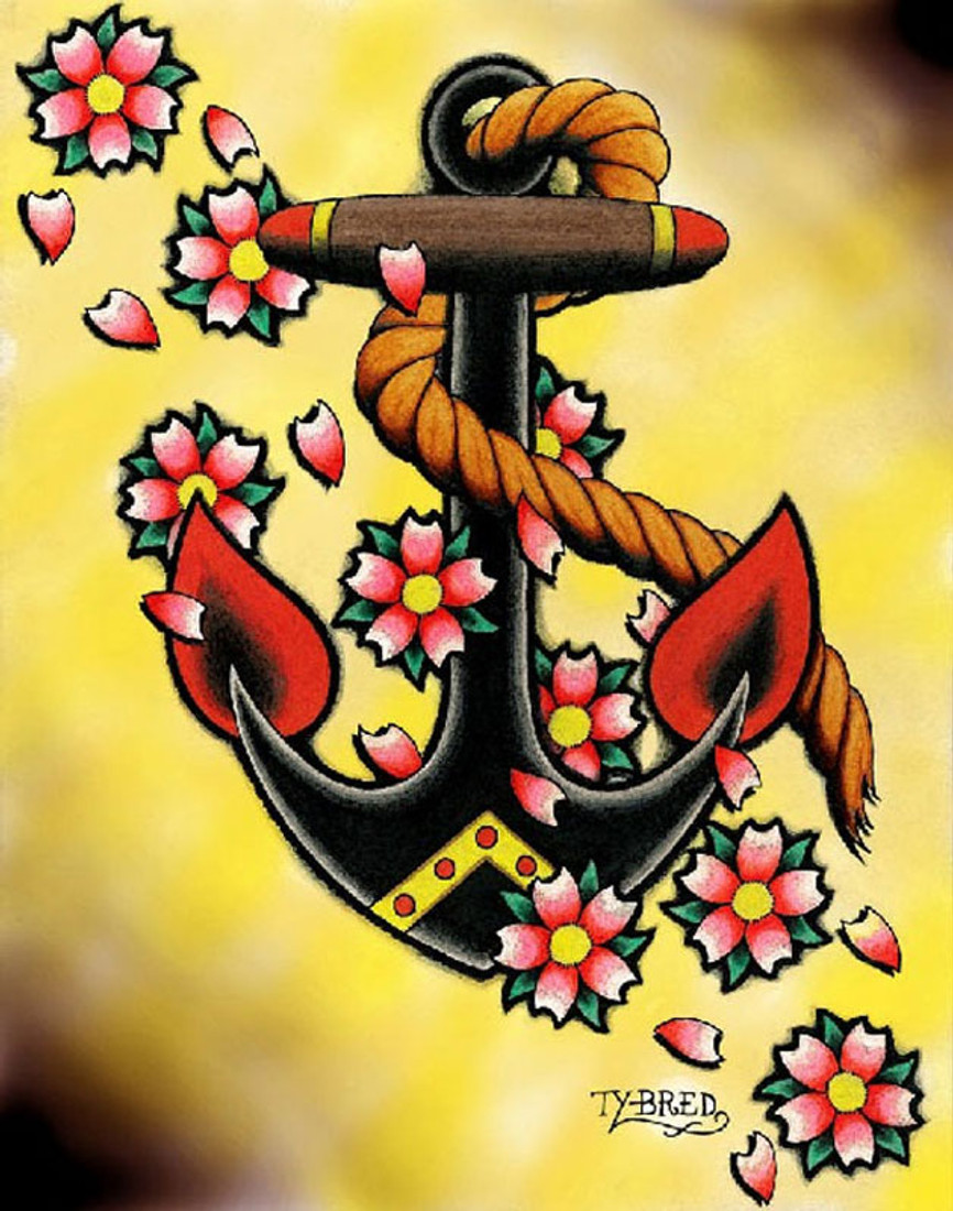 Tyler Bredeweg - Anchor & Flowers - Canvas Giclee